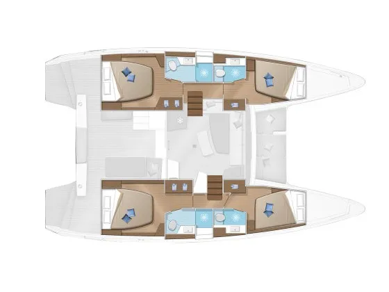 Floor plan of SILVER VIII, a Lagoon Lagoon 42 catamaran at Volos Municipality, Greece