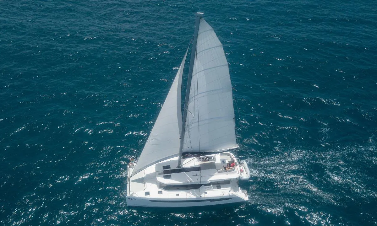 Exterior view of Moorings 5000 Club, a Leopard 50 catamaran at Piraeus, Greece
