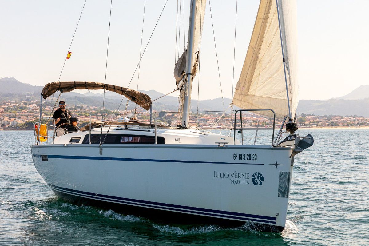 Exterior view of FIX, a Bavaria 34 sailboat at Baiona, Spain