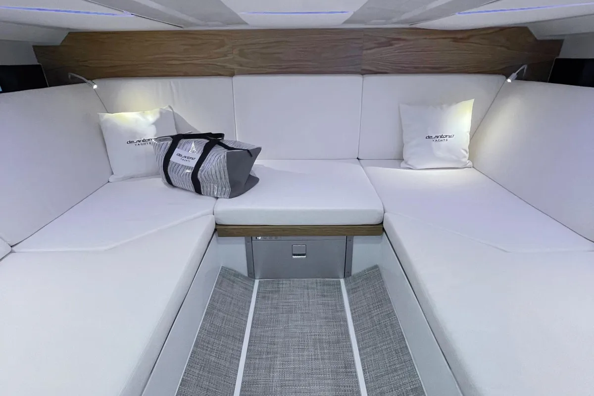 Cabin on Zagreb, a De Antonio Yachts De Antonio D36 motorboat at Seget Donji, Croatia
