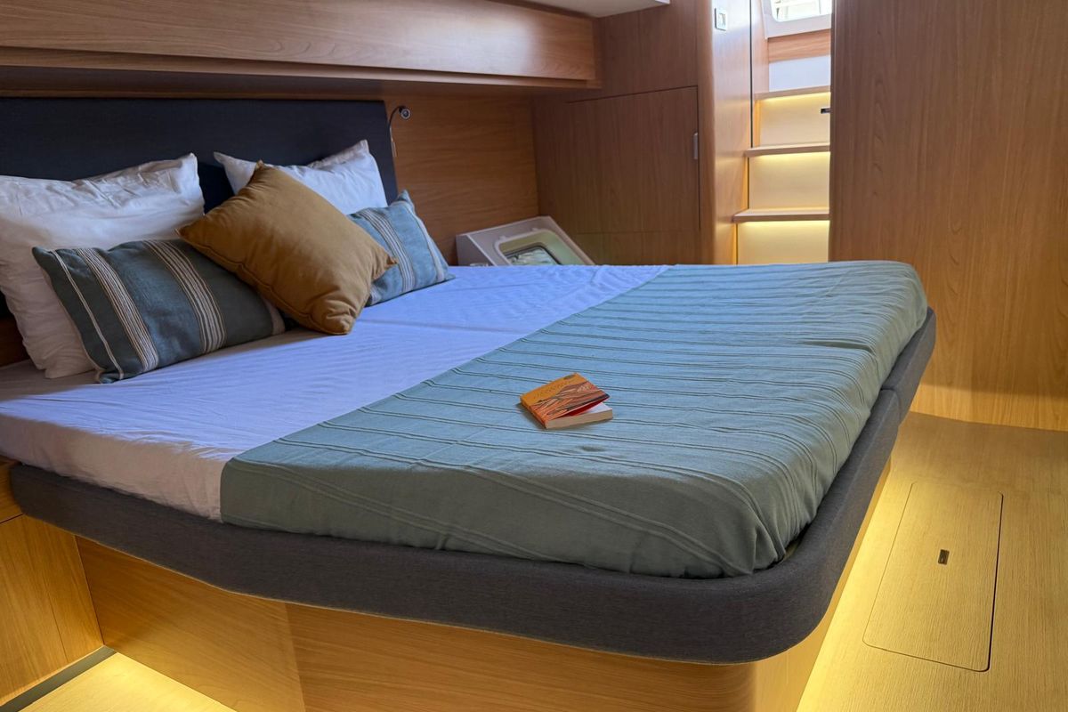 Cabin on Lady M, a Bali 5.2 catamaran at Salerno, Italy