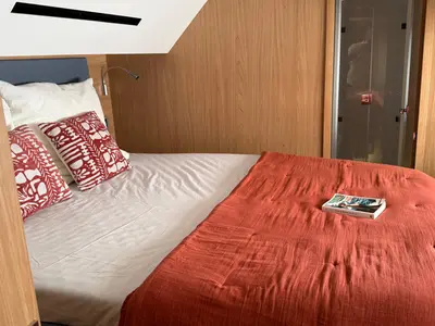 Cabin on Lady M, a Bali 5.2 catamaran at Salerno, Italy