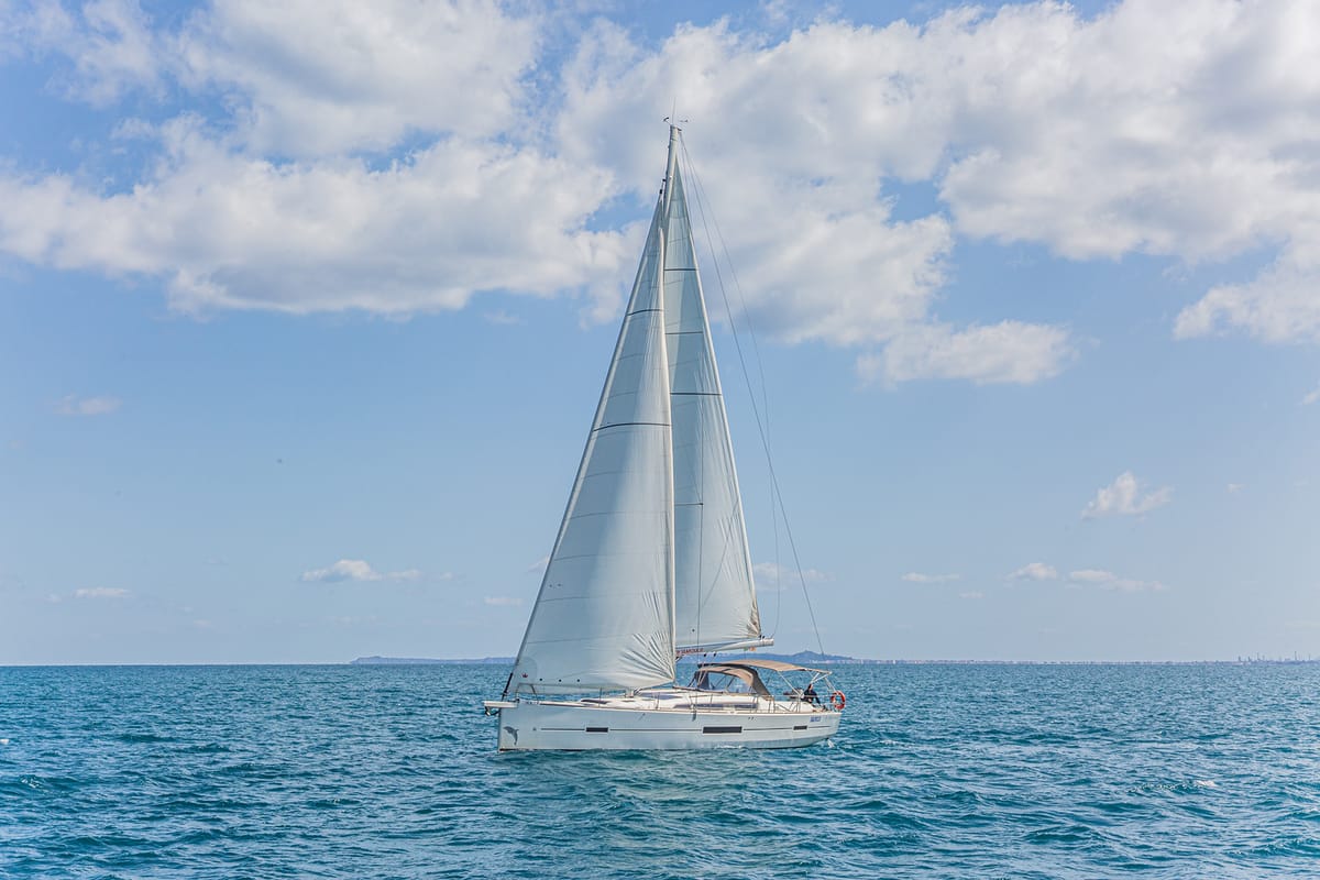 Exterior view of Dream Planet, a Dufour 520 Grand Large sailboat at Tonnarella, Italy