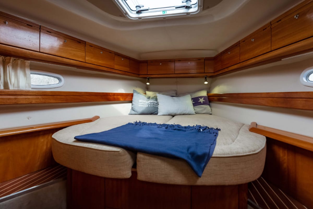 Cabin on Meer Elis, a Bavaria 44 Vision sailboat at Bergen, Norway