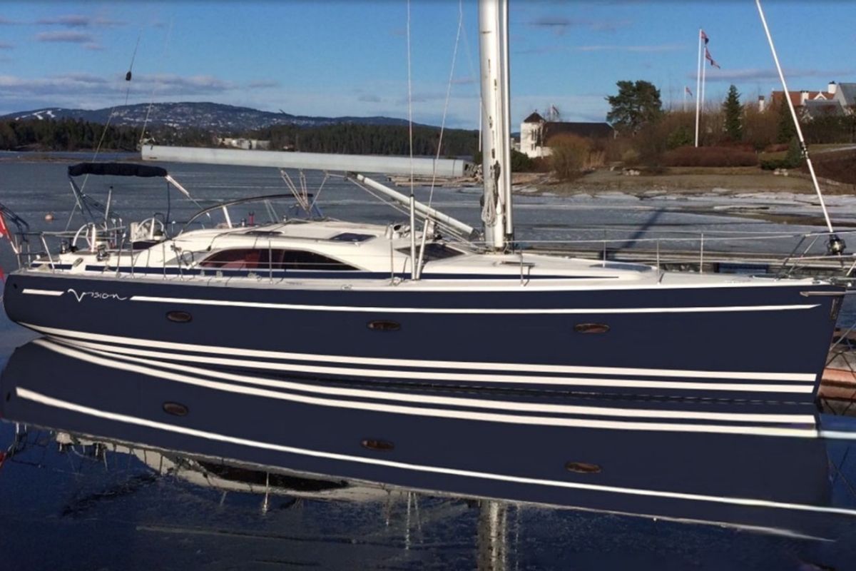 Exterior view of Meer Elis, a Bavaria 44 Vision sailboat at Bergen, Norway