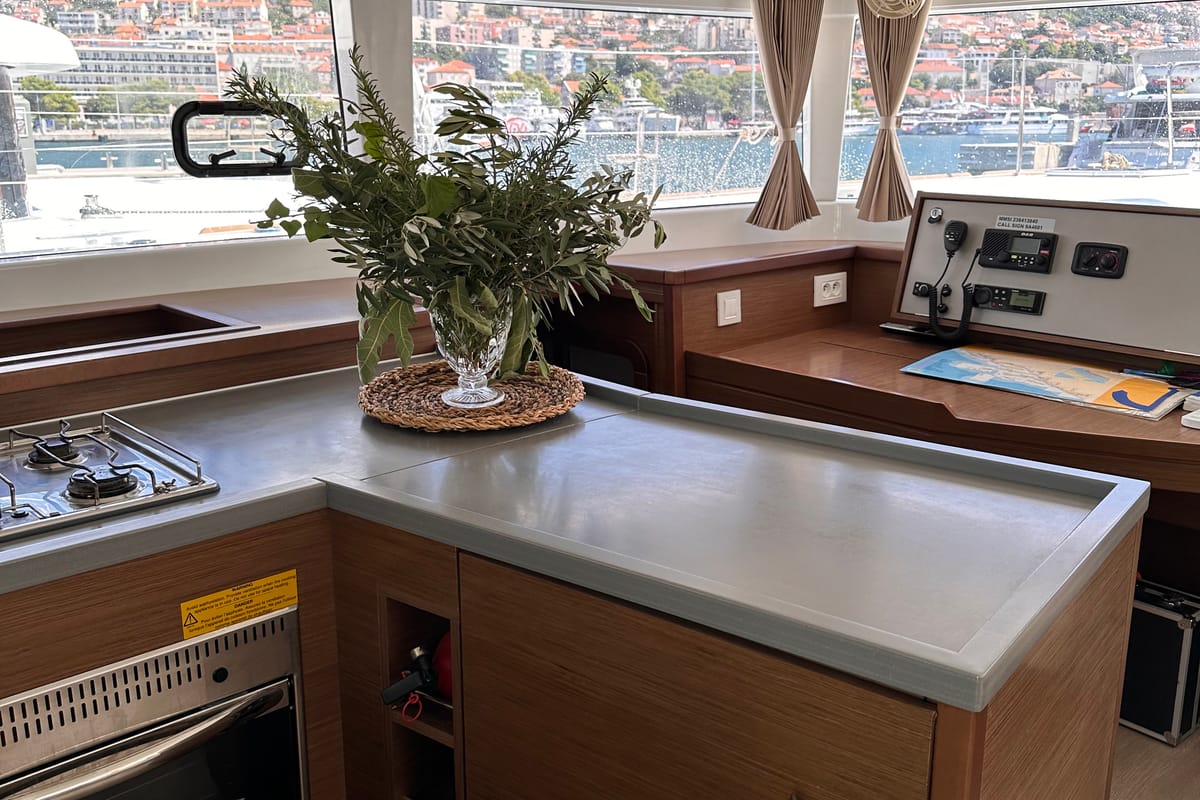 Galley of Fantasy, a Lagoon 450 Sport catamaran at Općina Rogoznica, Croatia