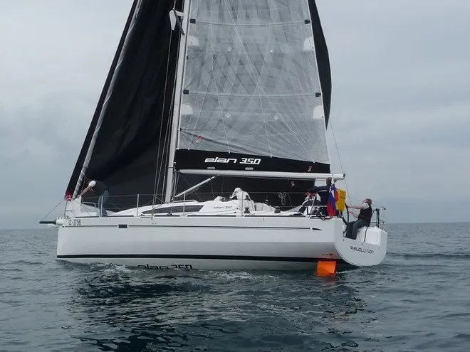 Exterior view of Uniform, a Elan 350 Performance sailboat at Grad Biograd na Moru, Croatia