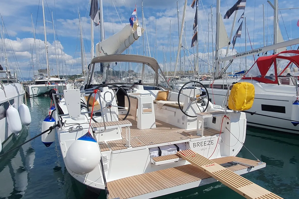 Exterior view of Breeze, a Beneteau Oceanis 37.1 sailboat at Split, Croatia