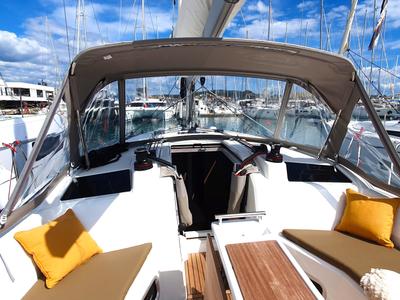 Deck of Breeze, a Beneteau Oceanis 37.1 sailboat at Split, Croatia