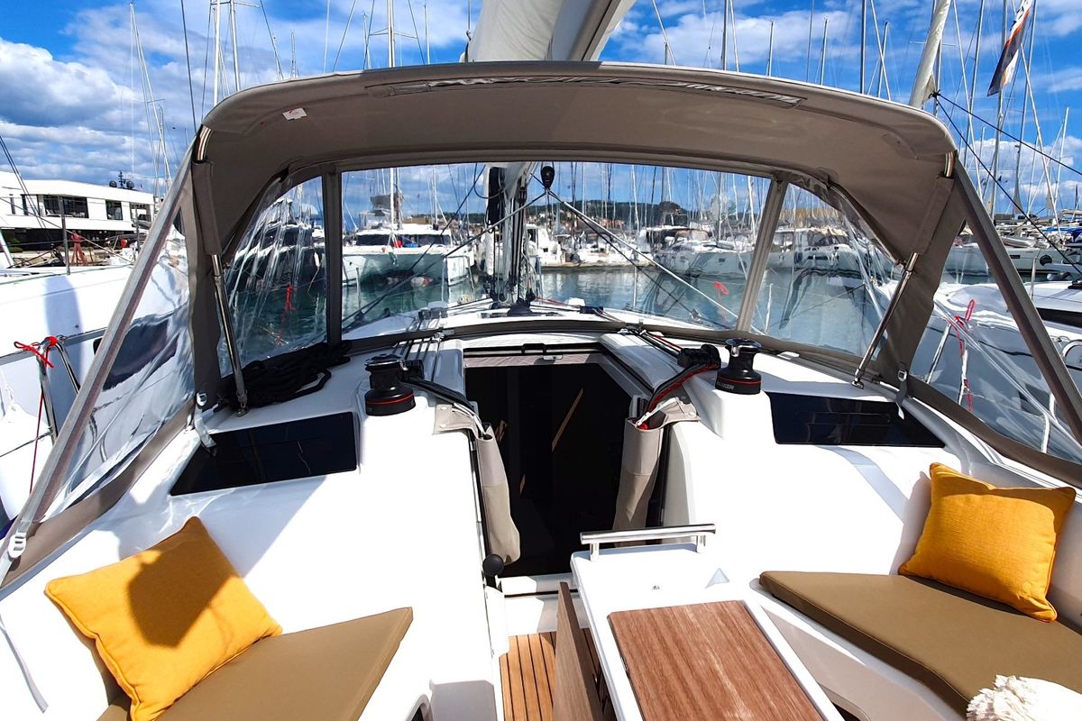 Deck of Breeze, a Beneteau Oceanis 37.1 sailboat at Split, Croatia