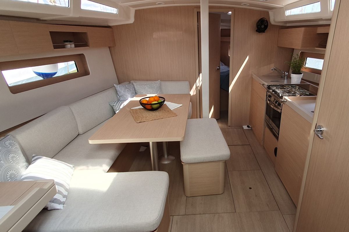 Salon of Breeze, a Beneteau Oceanis 37.1 sailboat at Split, Croatia