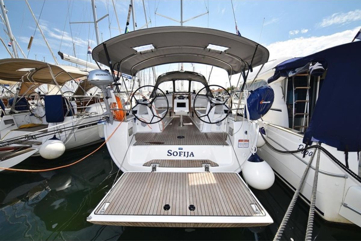 Deck of Sofija, a Bavaria Cruiser 37 sailboat at Grad Biograd na Moru, Croatia