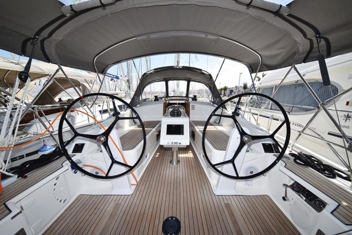 Cockpit of Sofija, a Bavaria Cruiser 37 sailboat at Grad Biograd na Moru, Croatia