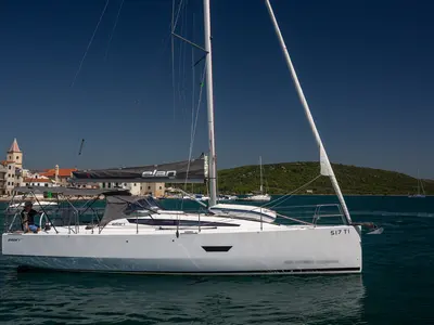 Exterior view of London, a Elan E4 sailboat at Betina, Croatia
