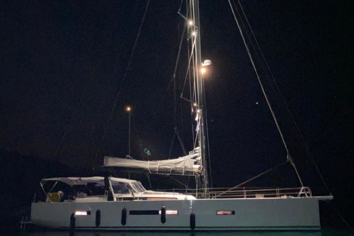 Exterior view of Bahia Feliz V, a Dufour Exclusive 63 sailboat at Primošten, Croatia