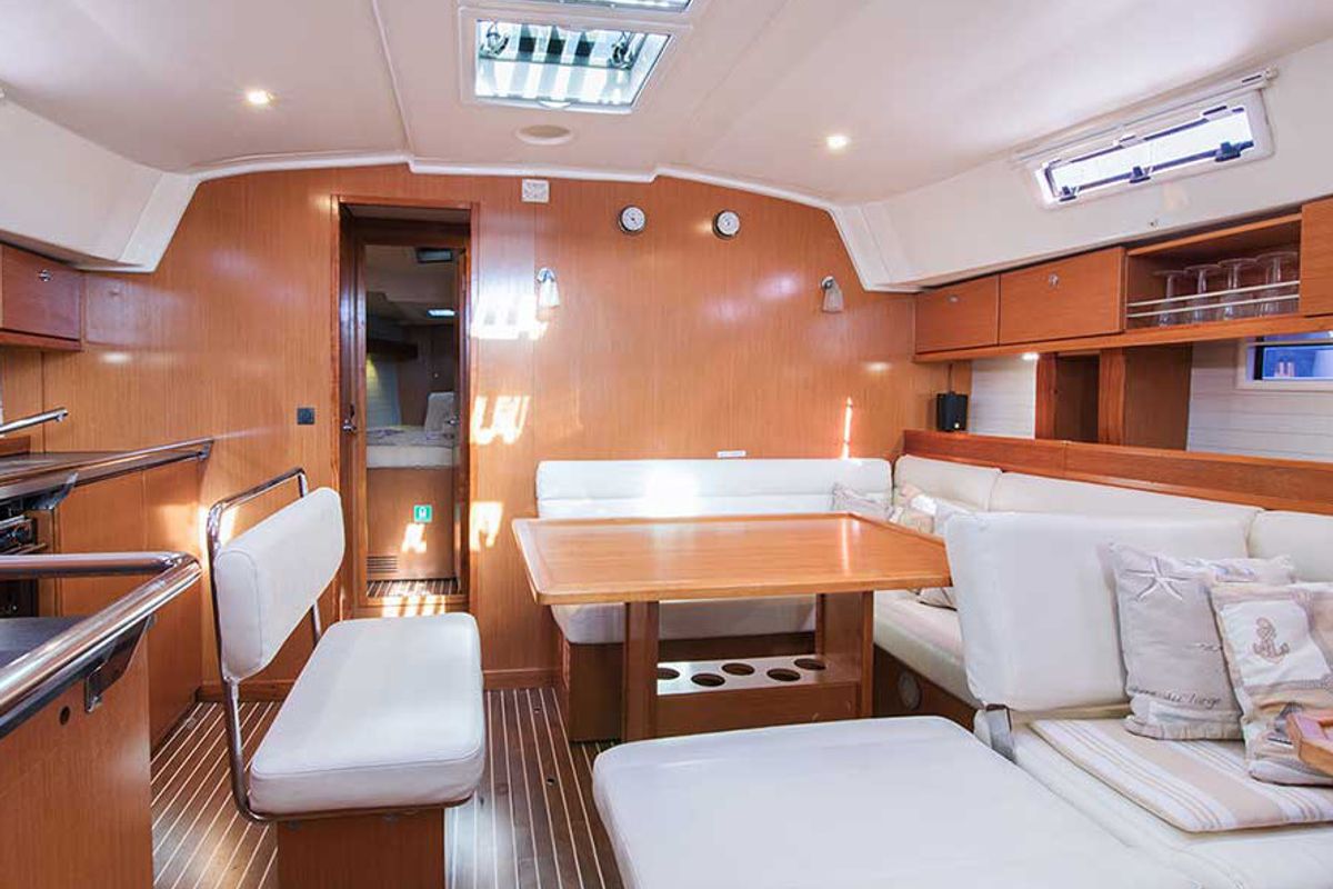 Salon of Destiny, a Bavaria Cruiser 45 sailboat at Kontokali, Greece