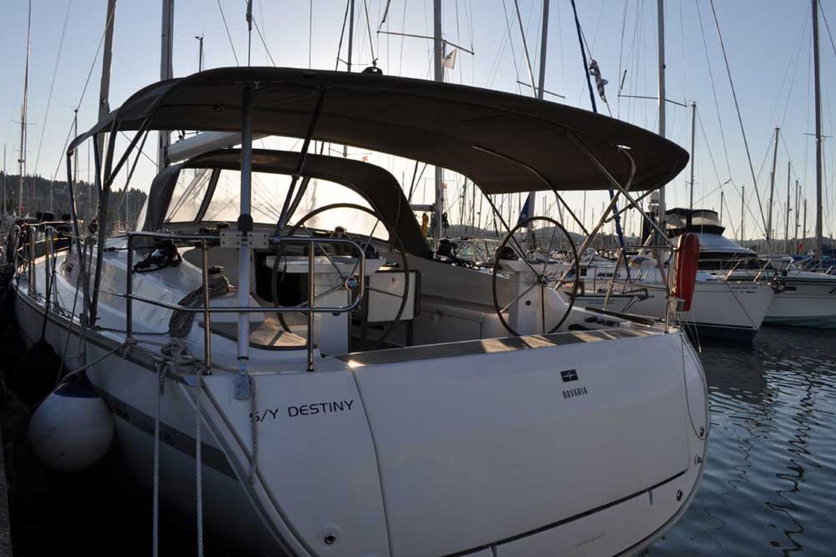 Destiny, a Bavaria Cruiser 45 sailboat at Kontokali, Greece