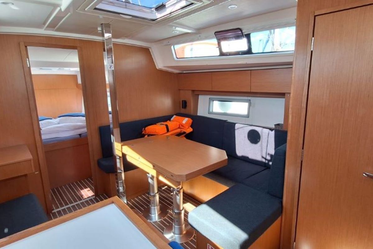 Salon of Papagena, a Bavaria C38 sailboat at Grad Šibenik, Croatia