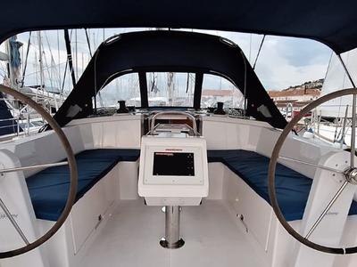 Cockpit of Papagena, a Bavaria C38 sailboat at Grad Šibenik, Croatia