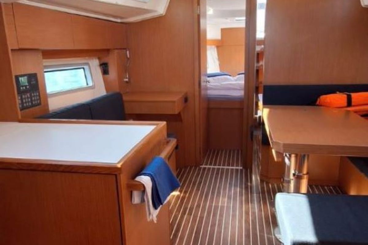Salon of Papagena, a Bavaria C38 sailboat at Grad Šibenik, Croatia