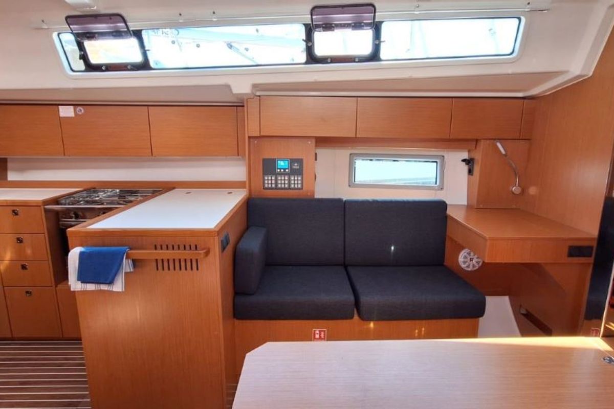 Galley of Papagena, a Bavaria C38 sailboat at Grad Šibenik, Croatia