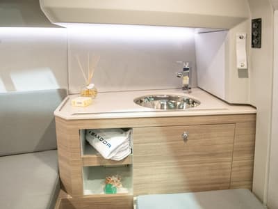 Galley of Aquallou, a Saxdor Yachts Saxdor 270 GTO motorboat at Anavissos Municipal Unit, Greece