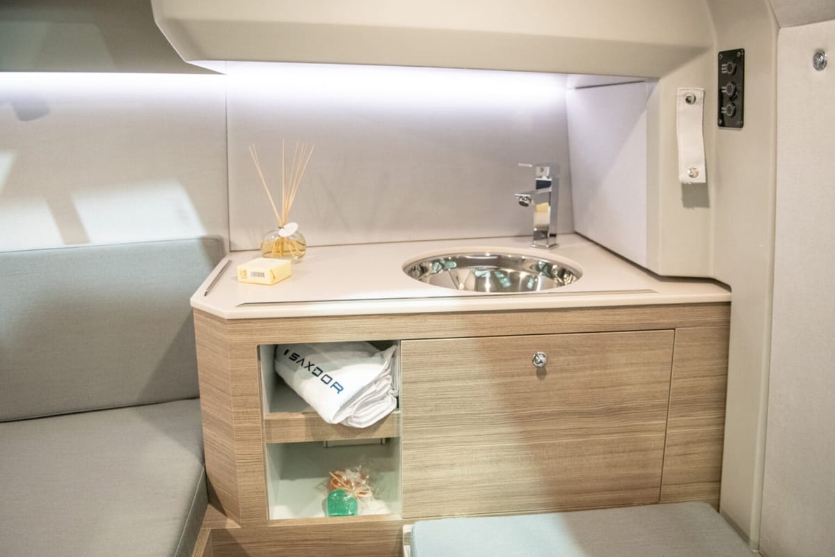 Galley of Aquallou, a Saxdor Yachts Saxdor 270 GTO motorboat at Anavissos Municipal Unit, Greece