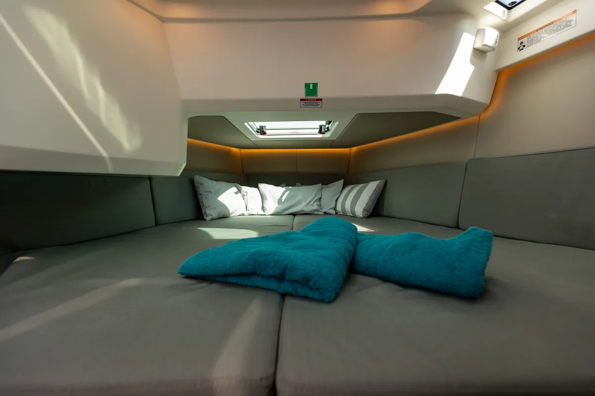 Cabin on Aquallou, a Saxdor Yachts Saxdor 270 GTO motorboat at Anavissos Municipal Unit, Greece