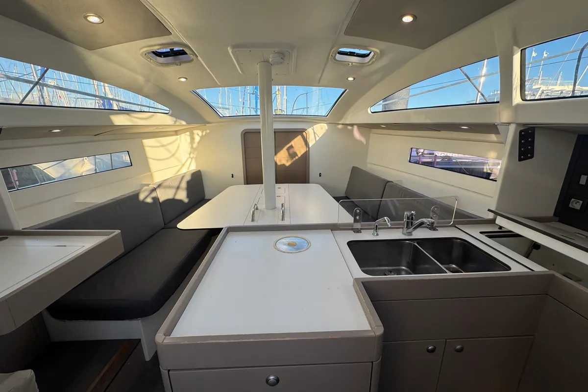Salon of Xavier, a RM Yachts RM 1070 sailboat at La Rochelle, France