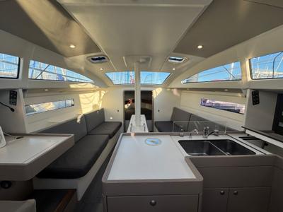 Salon of Xavier, a RM Yachts RM 1070 sailboat at La Rochelle, France
