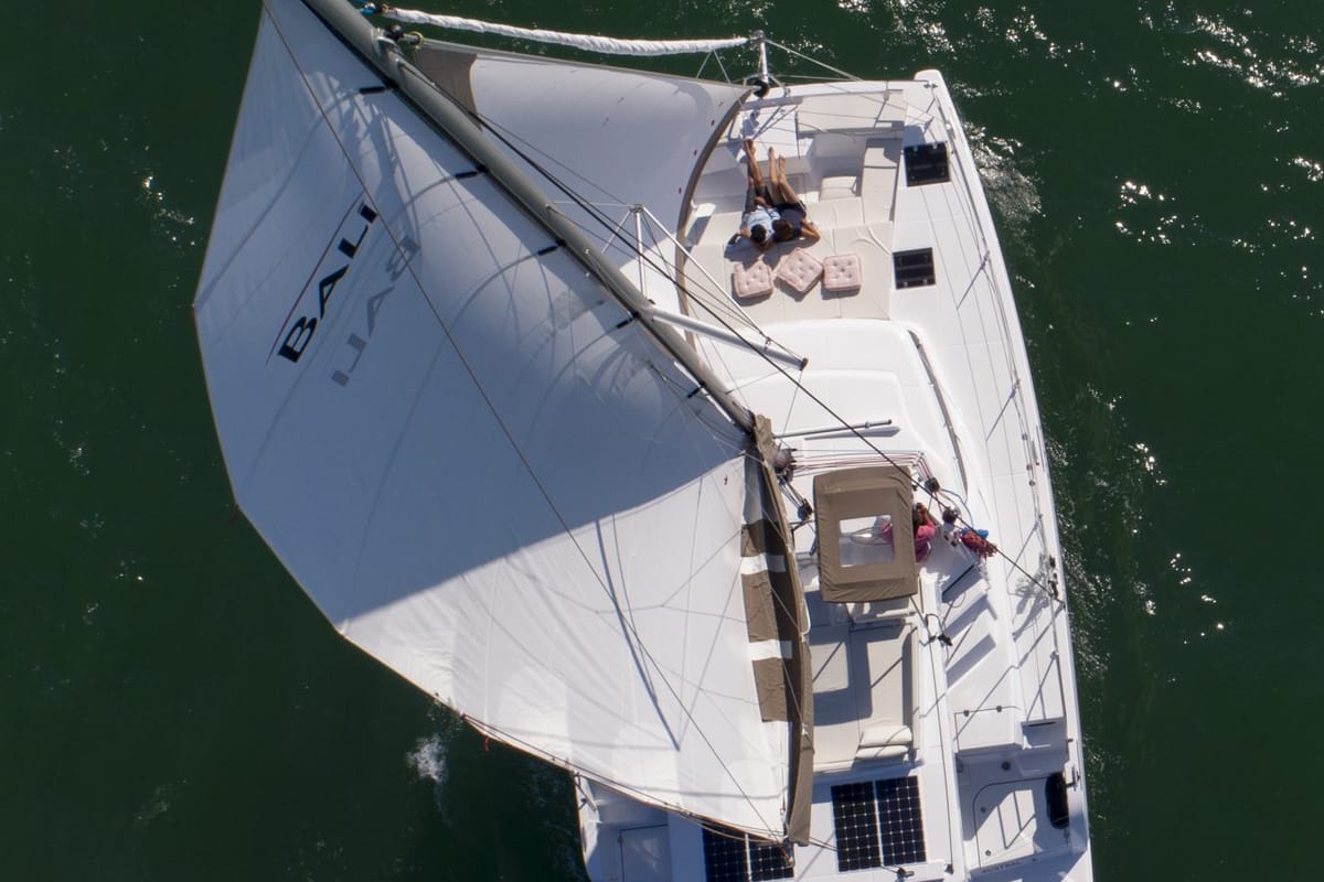 Exterior view of Kanè, a Bali Catspace catamaran at Capo d'Orlando, Italy