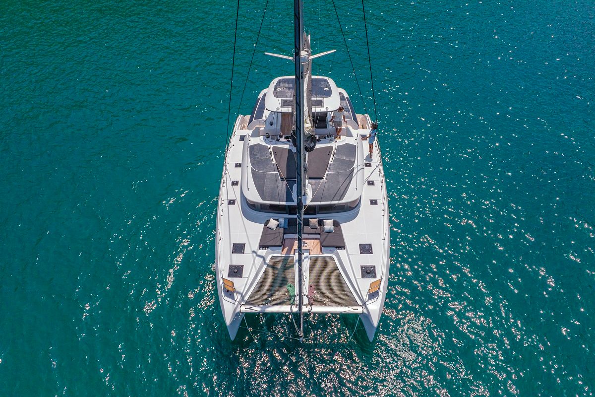 Exterior view of Princess Hana, a Lagoon 51 catamaran at Grad Trogir, Croatia