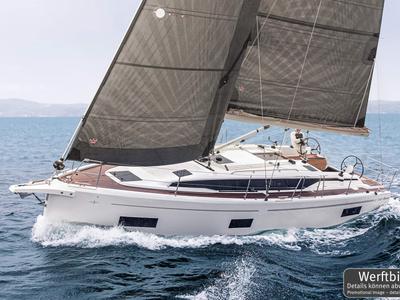 Exterior view of Wilma, a Bavaria C38 sailboat at Općina Rogoznica, Croatia