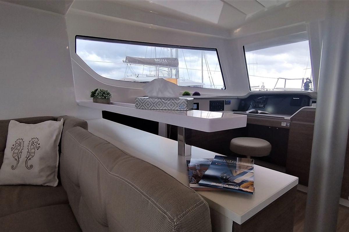Galley of Tursiops, a Bali Catspace catamaran at Olbia, Italy