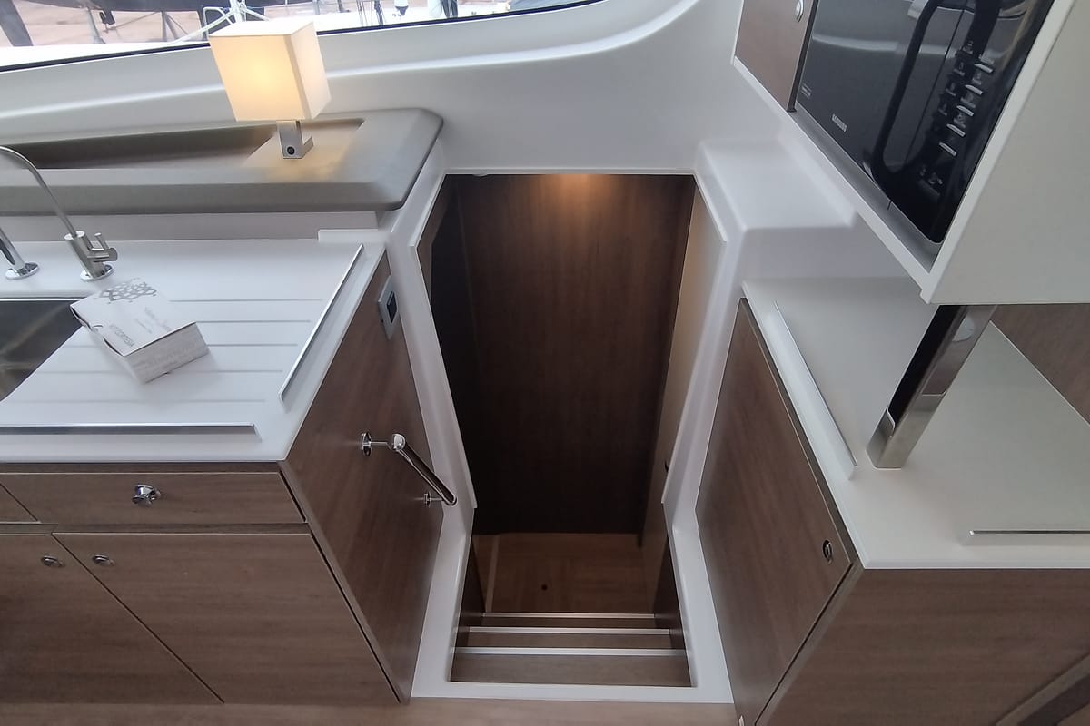 Galley of Tursiops, a Bali Catspace catamaran at Olbia, Italy