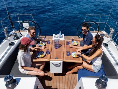 Deck of XTC 4 U, a Jeanneau Sun Odyssey 415 sailboat at Grad Pula, Croatia
