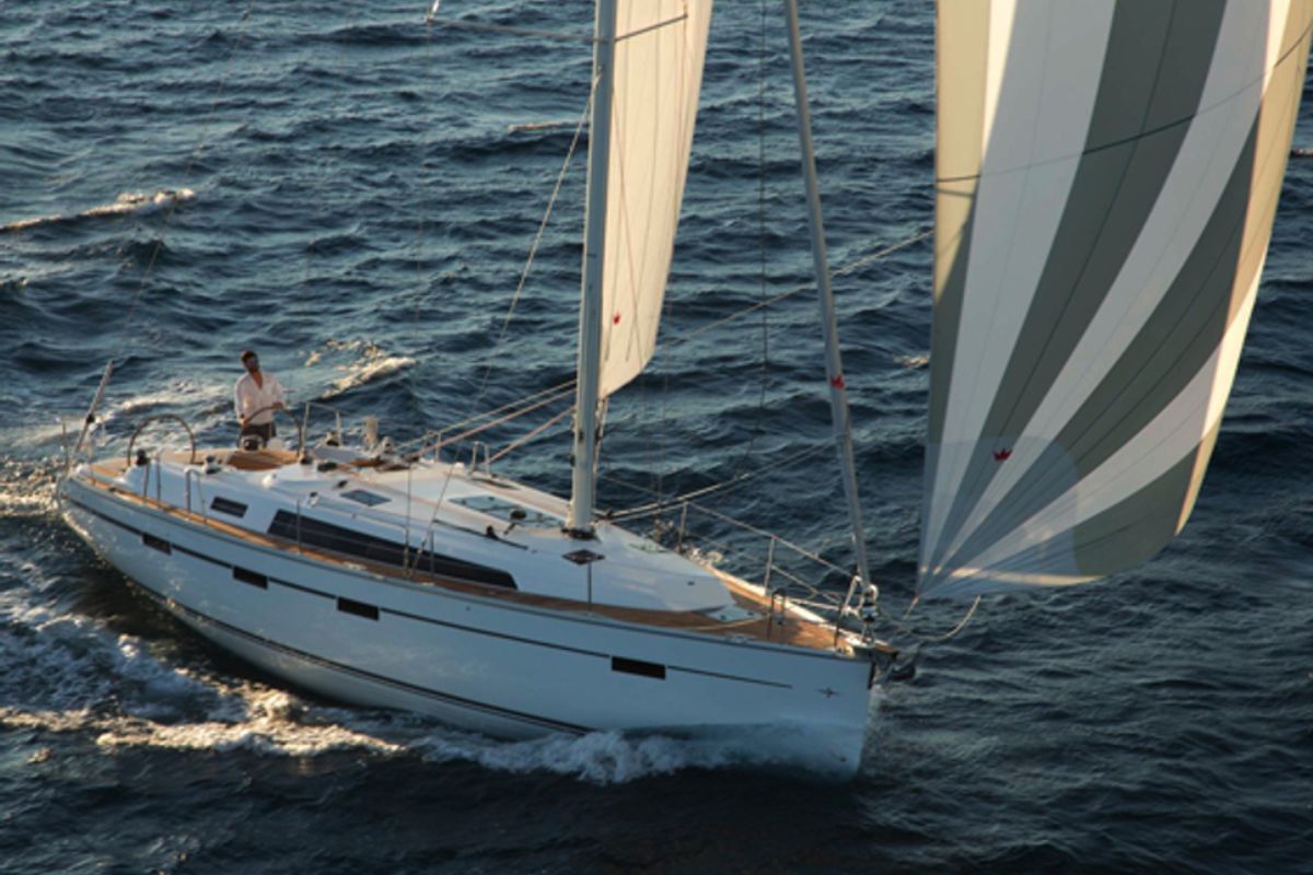 Exterior view of Hera, a Bavaria Cruiser 41 sailboat at Ponta Delgada, Portugal