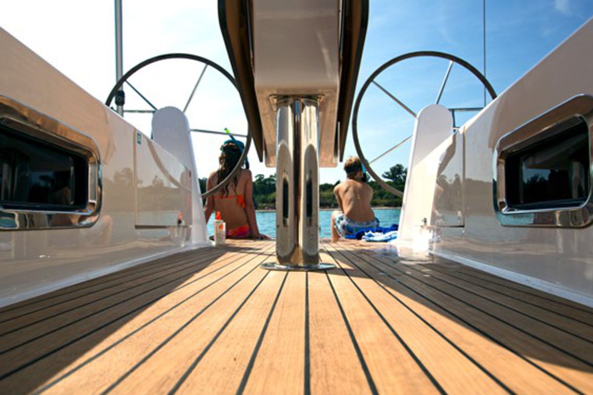 Cockpit of Hera, a Bavaria Cruiser 41 sailboat at Ponta Delgada, Portugal