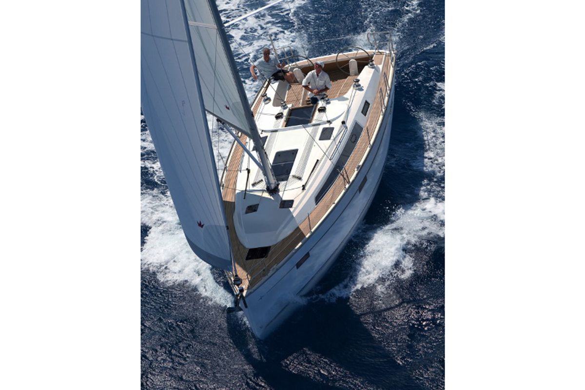 Exterior view of Hera, a Bavaria Cruiser 41 sailboat at Ponta Delgada, Portugal