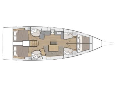Floor plan of Logos, a Beneteau Oceanis 46.1 sailboat at Capo d'Orlando, Italy