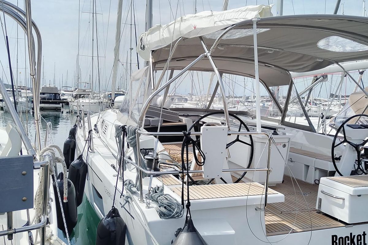 Deck of Rocket, a Beneteau Oceanis 46.1 sailboat at Punat, Croatia