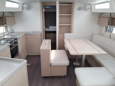 Salon of Rocket, a Beneteau Oceanis 46.1 sailboat at Punat, Croatia
