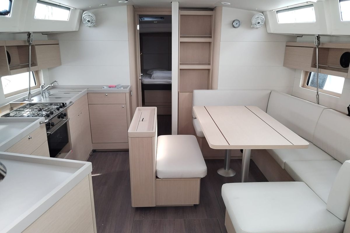 Salon of Rocket, a Beneteau Oceanis 46.1 sailboat at Punat, Croatia