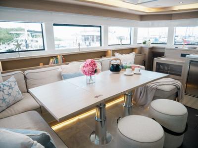 Salon of Luna Nova, a Lagoon 55 catamaran at Parham Town, British Virgin Islands