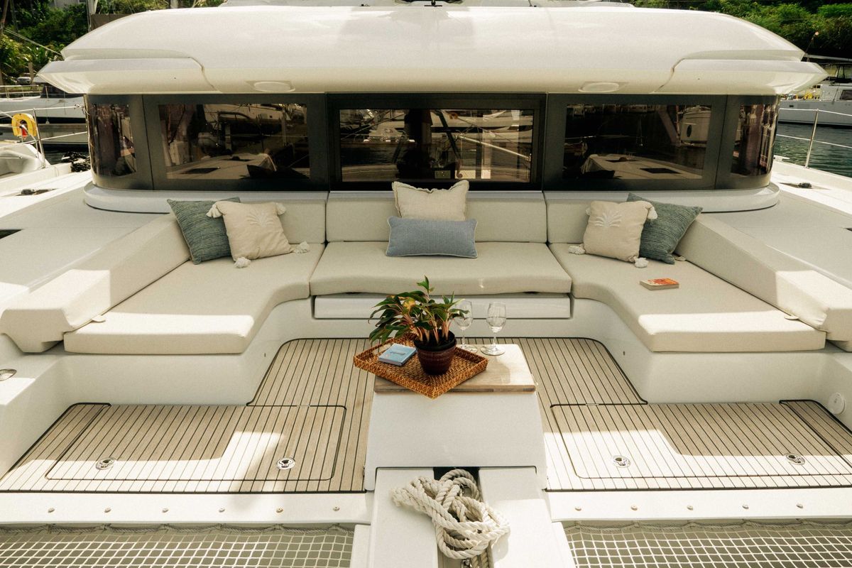 Deck of Luna Nova, a Lagoon 55 catamaran at Parham Town, British Virgin Islands