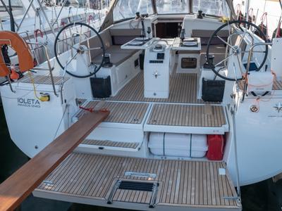 Deck of Ioleta, a Jeanneau Sun Odyssey 440 sailboat at Municipal Unit of Lefkada, Greece