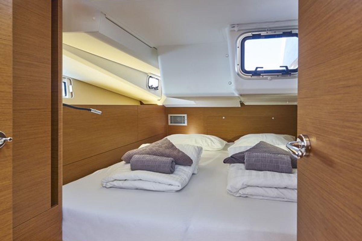Cabin on Lucia II, a Jeanneau Sun Odyssey 440 sailboat at Seget Donji, Croatia