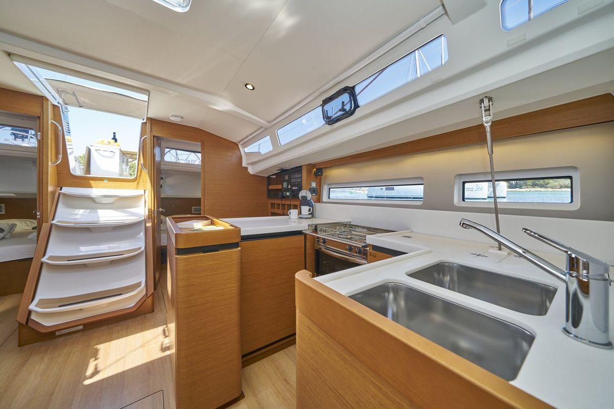 Galley of Lucia II, a Jeanneau Sun Odyssey 440 sailboat at Seget Donji, Croatia