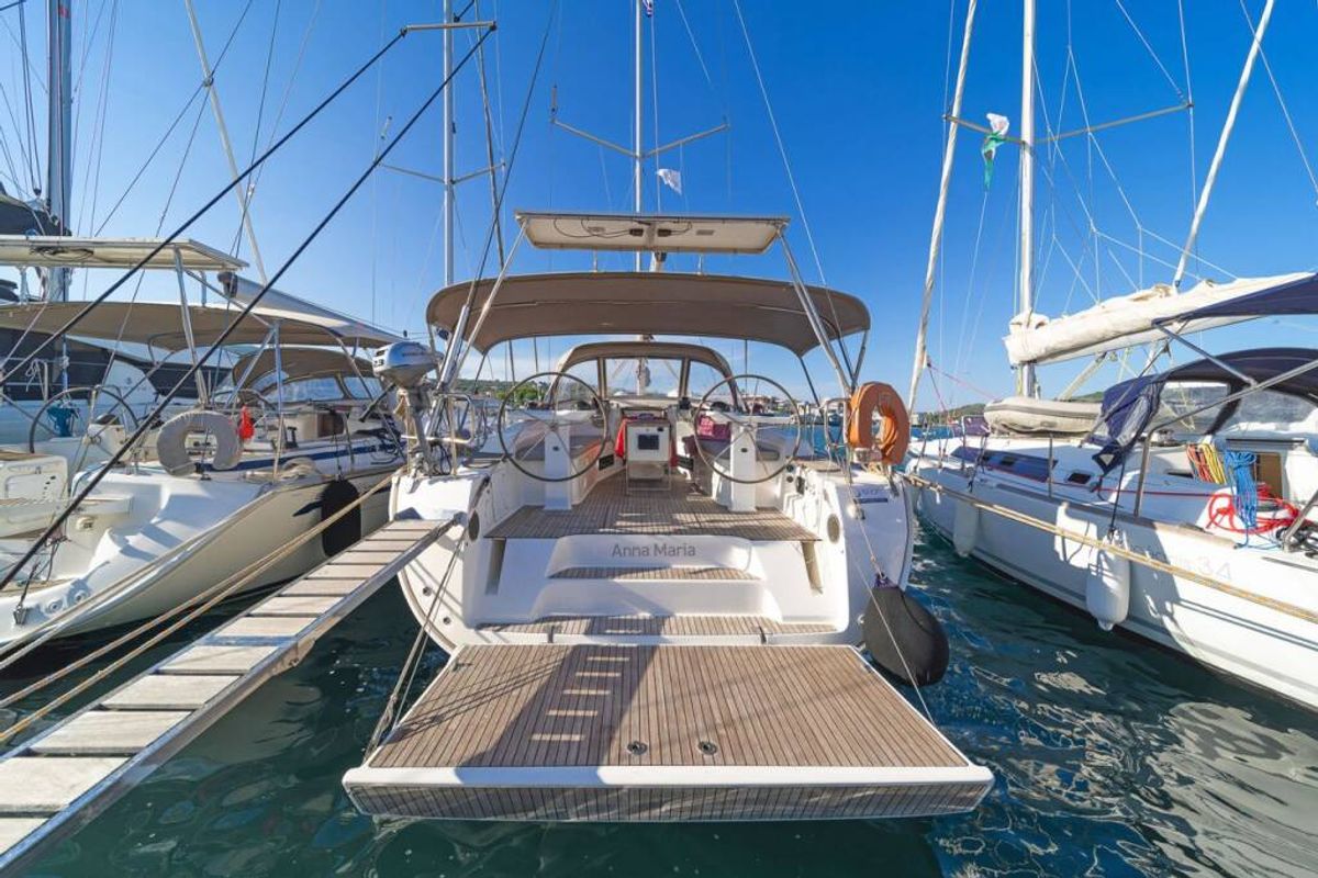 Deck of COSTA COSTA, a Bavaria Cruiser 45 sailboat at Volos Municipality, Greece