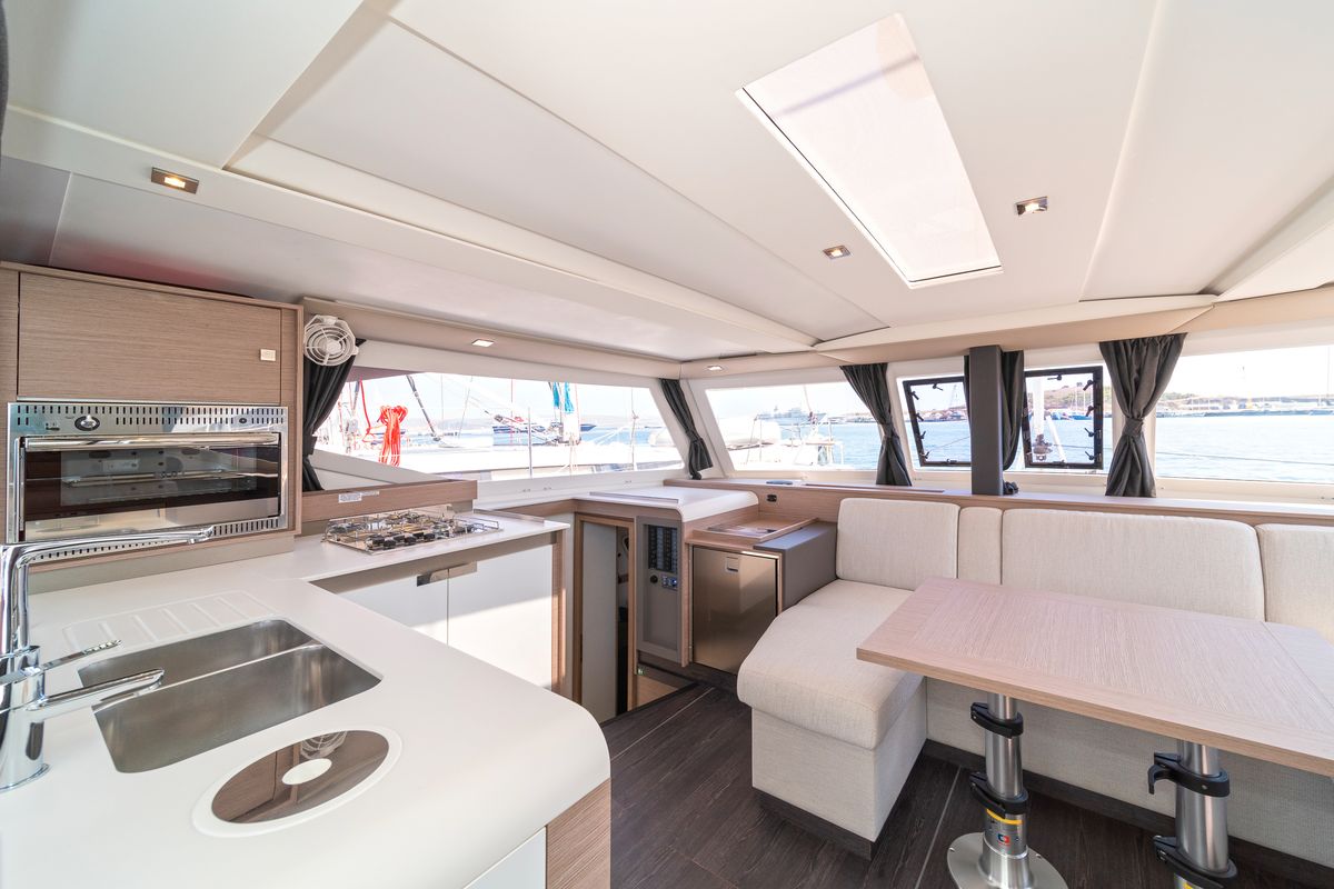 Galley of First Step, a Fountaine Pajot Isla 40 catamaran at Skradin, Croatia
